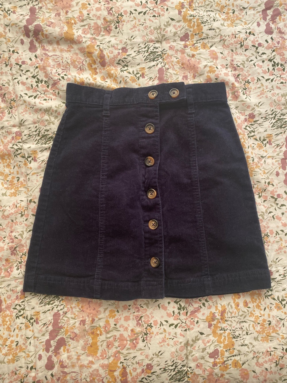 Forever21 navy size S Button-Front Corduroy Mini Skirt